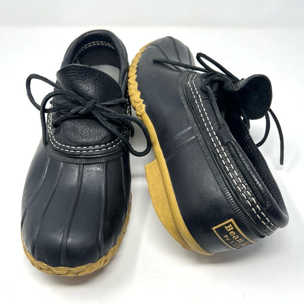 L.L.Bean Rubber Moc Duck Low Profile Boots Black Leather Gum Sole Women’s 9M